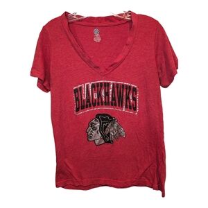 Chicago Blackhawks NHL v-neck t-shirt.  Women's size large.